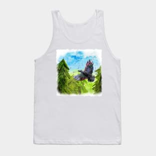 Happy Raven flying through the forest Tank Top